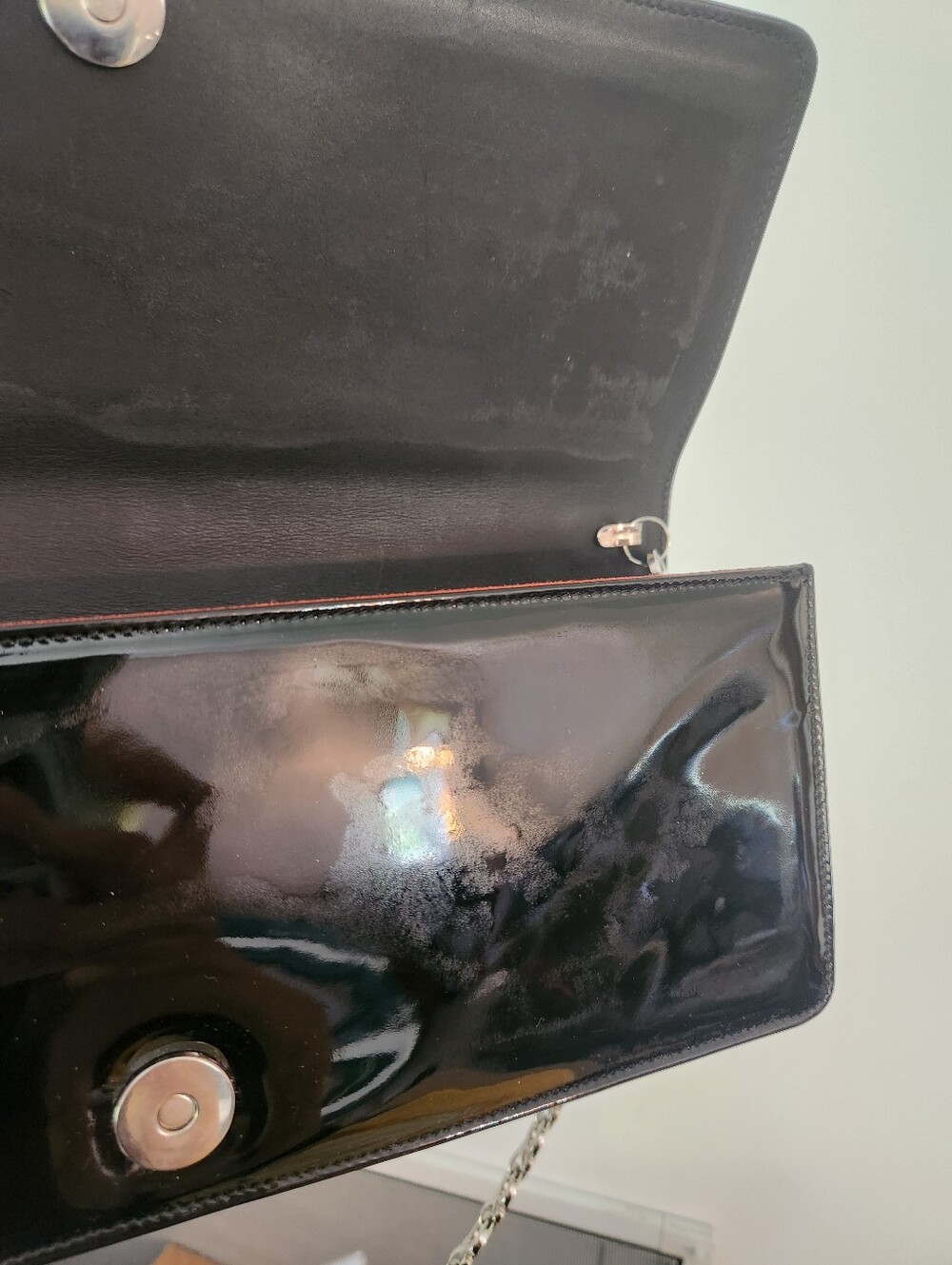 Salvatore Ferragamo Black Patent Leather Chain Shoulder Bag - Picture 7 of 8